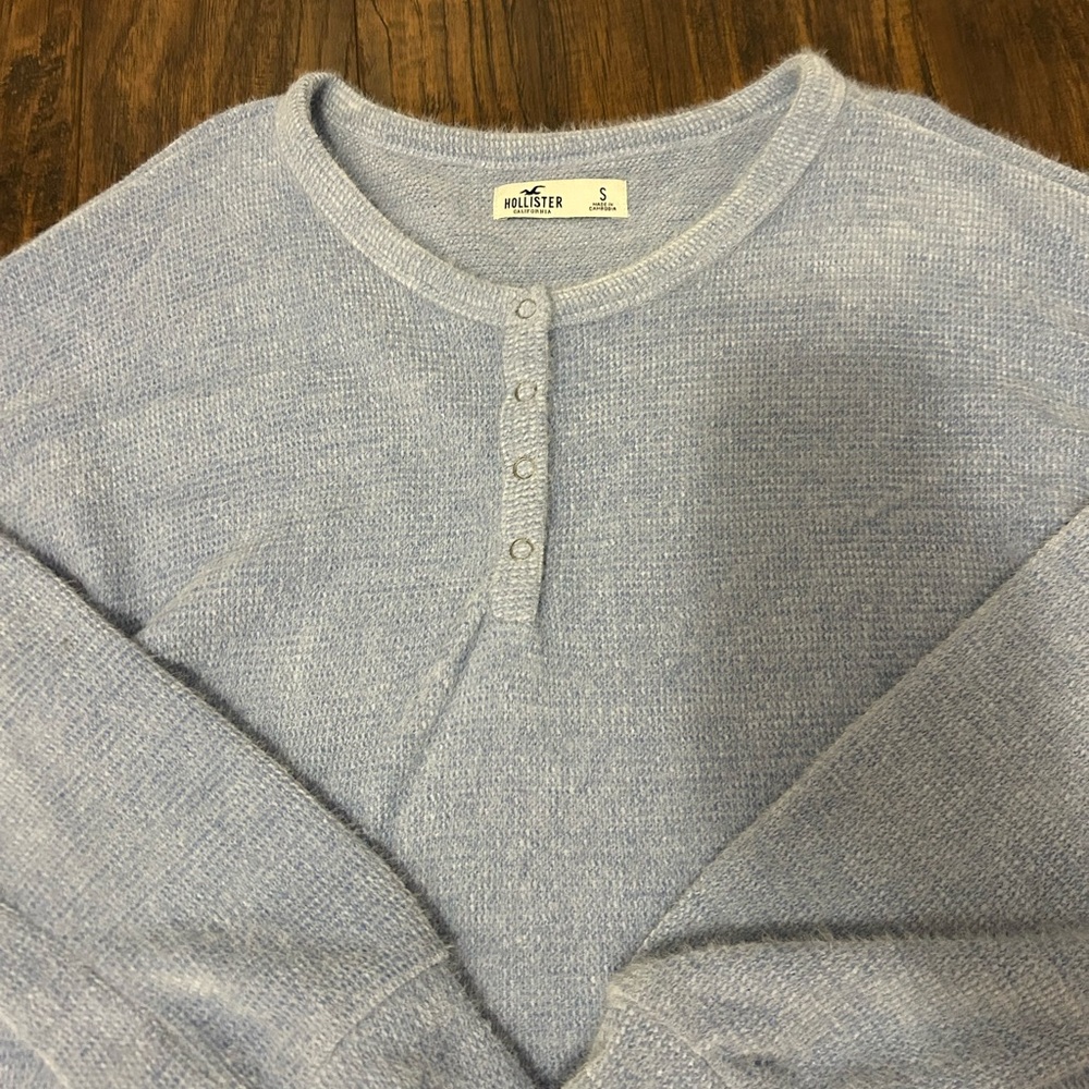 Hollister Soft Blue Button-Up Sweater